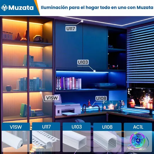 Vista 7 de Muzata Paquete de 10 difusores lechosos de canal de tira LED negro de 3.3