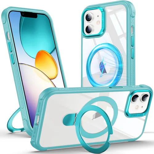 Vista 24 de Anqrp Funda transparente con función atril magnética con junta tórica para iPhone 12/12 Pro, compatible con Mag-Safe, de grado militar, reforzada