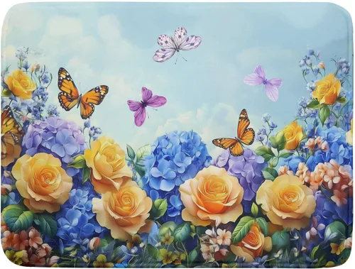 Vista 59 de Tapete de Secado de Platos de Florero de Girasoles Otoñales para Encimera de Cocina, Tapete de Secado de Hojas de Arce y Calabaza Otoñal de 16 x 18