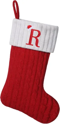 Vista 13 de Medias de Navidad personalizadas de 19 pulgadas con iniciales bordadas, medias de Navidad de punto negro para decoraciones de vacaciones familiares