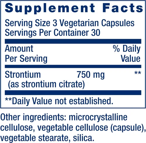 Vista 3 de Life Extension Strontium Caps 750 mg - Suplemento para la salud ósea - Apoya la densidad del tejido óseo y promueve el envejecimiento óseo saludable
