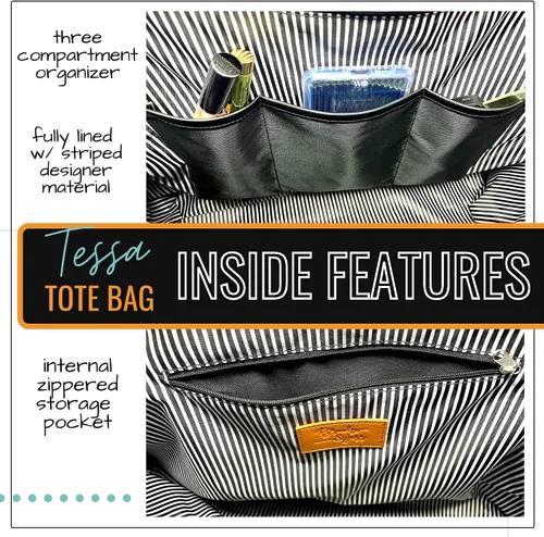 Vista 4 de Brooke & Jess Designs Boss Lady Zippered Pocket Canvas Tote Bag for Bosses, Manager, Chaos Coordinator