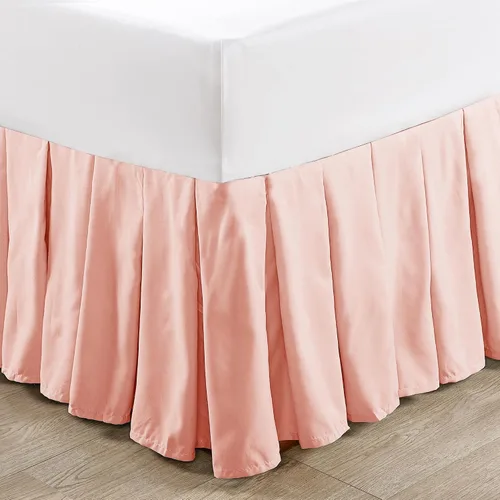 Vista 5 de Home Soft Things Falda de cama clásica de microfibra con volantes, diseño elegante de microfibra sólida envolvente con caída de 14 pulgadas, ropa