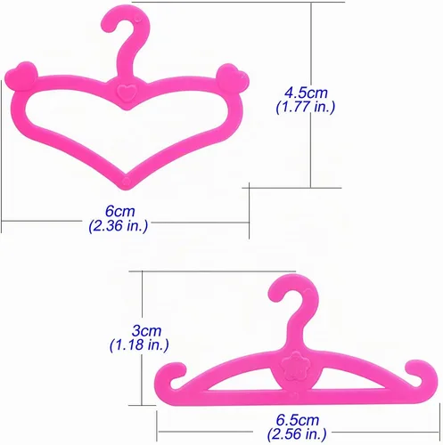 Vista 4 de 62 perchas de plástico rosa para muñecas de 11.5 pulgadas, accesorios para ropa, vestido, vestido