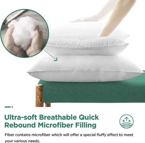 Vista 2 de Acanva - Insertos cuadrados premium para almohadas con relleno de microfibra, soporte lumbar decorativo para sofá, cama, sofá cama y sillas