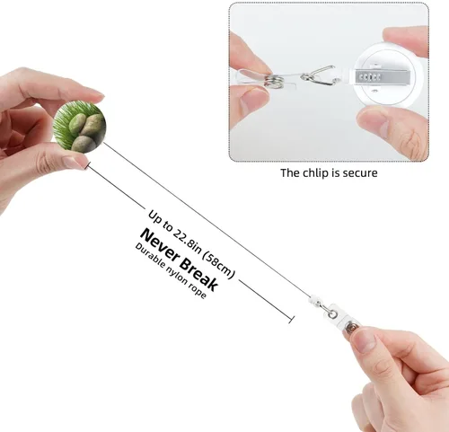 Vista 4 de Soporte retráctil para tarjetas de identificación con estampado de piedras de hierba, clips de carrete de insignia, lindo clip para tarjetas
