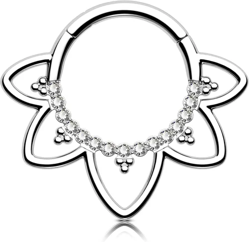 Vista 10 de OUFER Joyería para Piercing Daith, Aretes Daith de Acero Inoxidable 316L, Arete de Aro Daith con Diseño de CZ Transparente 16G, Joyería