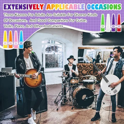 Vista 7 de Boao 200 piezas de instrumentos musicales Kazoo de plástico para fiestas para adultos, música divertida Kazoo para niños, aulas, juguetes musicales