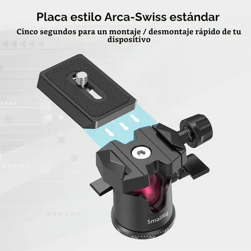 Vista 5 de SmallRig Mini trípode para cámara, trípode de mesa de escritorio actualizado con placa QR compatible con tipo Arca, cabezal de bola de 360°