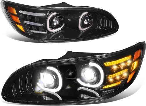 Vista 9 de DNA MOTORING HL-HAY-020-CH Par de faros de halo completos con señal de giro secuencial LED, medio anillo, compatible con modelos 08-14 Dodge