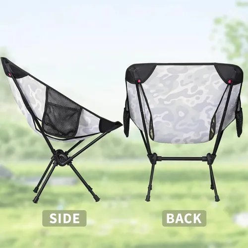 Vista 8 de Silla de camping portátil, sillas plegables para exteriores, silla ligera de camuflaje verde, sillas de playa plegables al aire libre para adultos