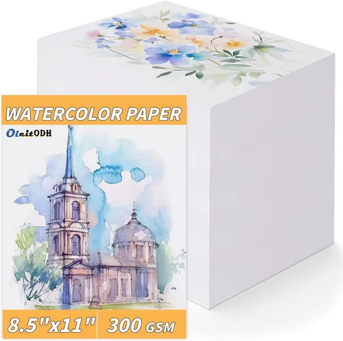 Vista 12 de 150 hojas de papel para acuarela a granel, papel de color blanco para estudiantes de pintura, adultos, artistas, dibujo - 65LB/180GSM papel de arte