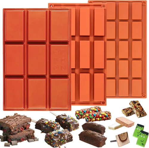 Vista 9 de FUNSHOWCASE Molde rectangular de silicona para barra de caramelo de chocolate, 20 cavidades, molde rectangular para tartas de jabón 20 cavidades por