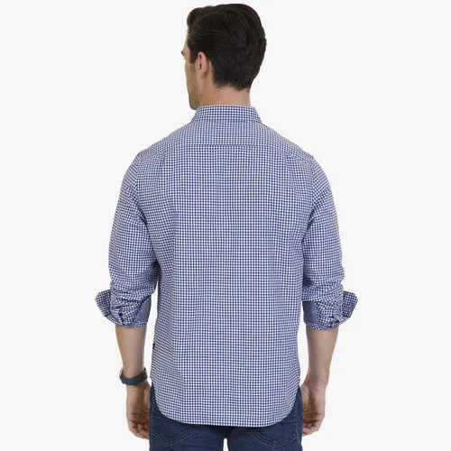 Vista 2 de Nautica - Camisa clásica para hombre, manga larga, con botones y elástica Índigo