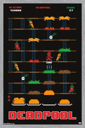 Vista 15 de Trends International Marvel Comics Deadpool - Póster de pared de juego, 22.4 pulgadas de largo x 14.7 pulgadas, versión enmarcada de madera