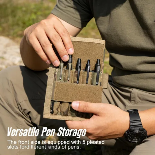 Vista 5 de KOSIBATE Funda militar para cuaderno, funda de libro de líder táctico con soporte para bolígrafo, 8 x 5 pulgadas (camuflaje verde)