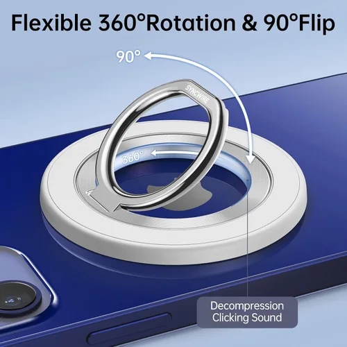 Vista 4 de SYNCWIRE Soporte de Anillo Magnético para Teléfono para MagSafe, Rotación de 360°, Soporte de Agarre para Teléfono Celular, Anillo para Dedo Atril