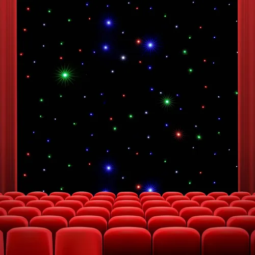 Vista 15 de Cortina de telón de fondo LED de 13 x 13 pies, cortina LED blanca + azul para escenario, cortina de tela de cielo estrellado DMX512 para eventos