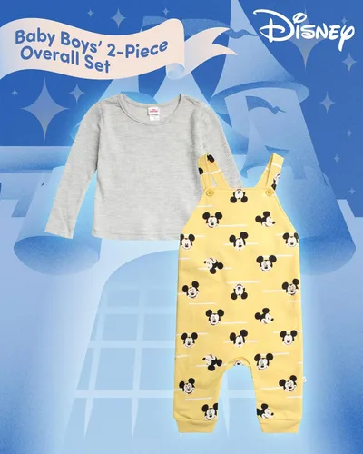 Vista 2 de Disney Conjunto general de Mickey Mouse para bebé, 2 piezas, mameluco con camisa de manga larga para recién nacido (0-9 meses)
