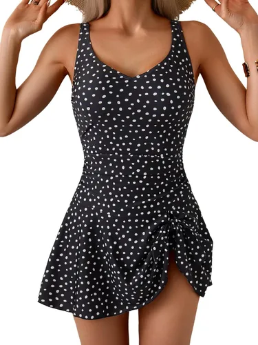 Vista 28 de Aidonger - Traje de baño de una pieza para mujer, con control de abdomen, falda, traje de baño con efecto adelgazante
