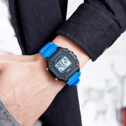 Vista 7 de Hombres deporte al aire libre reloj digital 5bar impermeable alarma luz trasera LED moda cronógrafo relojes