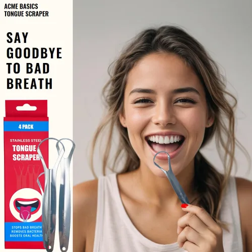 Vista 7 de Raspadores de lengua, paquete de 4 para adultos y niños. Limpiadores de lengua reutilizables de acero inoxidable para reducir el mal aliento