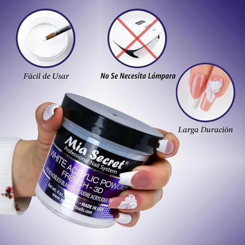 Vista 4 de Mia Secret Polvo acrílico blanco (2oz)