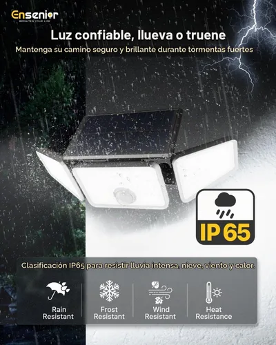 Vista 7 de Luz de inundación con sensor de movimiento solar Ensenior, color negro, paquete de 2