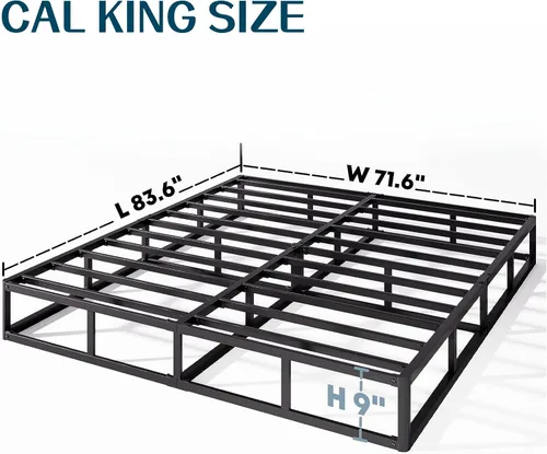 Vista 2 de California King - Somier de metal Cali-King de 9 pulgadas con cubierta de tela, fácil montaje, sin ruido, antideslizante