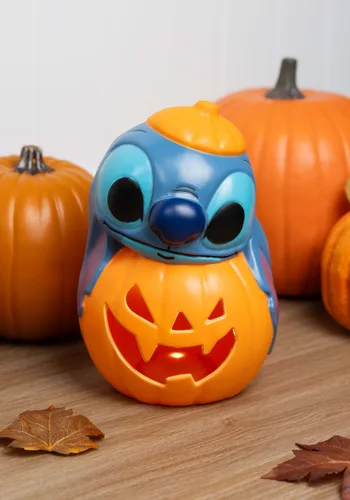 Vista 4 de Decoración Calabaza Apilada de Stitch de Disney con Luz de 12 Pulgadas Multicolor