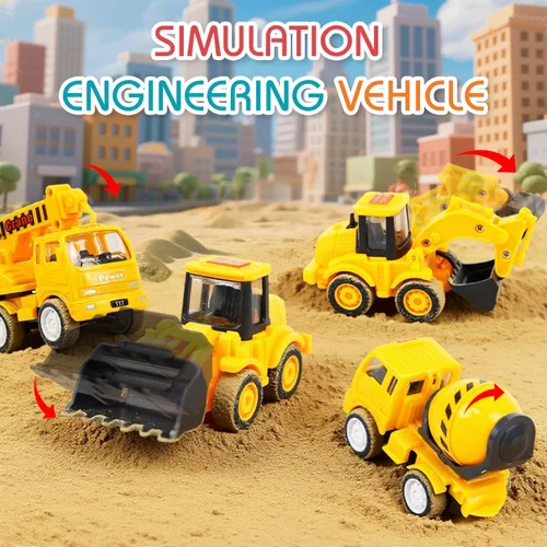 Vista 3 de Veslier Juguetes de camión de construcción 9 en 1 para edades de 3, 4, 5, 6 años, vehículos con sonidos y luces en camión transportador, juguetes