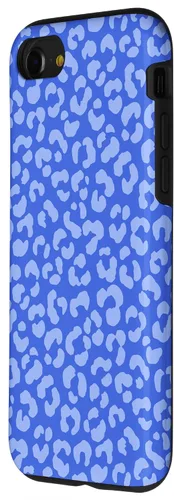 Vista 2 de Funda para iPhone SE (2020) / 7 / 8 con estampado de leopardo y guepardo con estampado de animales, estilo bohemio, color azul rey
