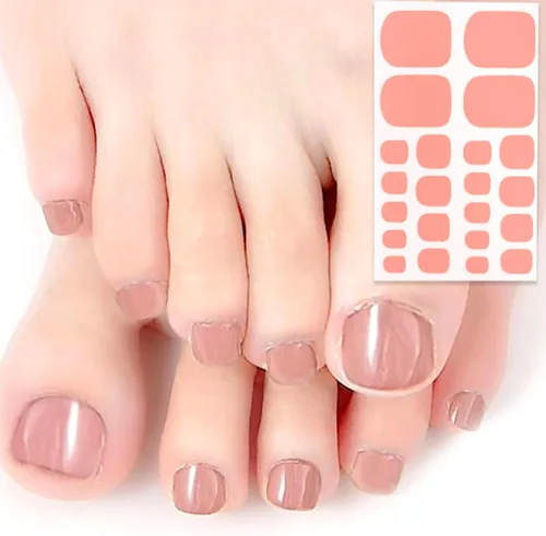 Vista 3 de 8 hojas de tiras de uñas de gel de color sólido, calcomanías autoadhesivas para uñas de los pies, exquisitas calcomanías de envoltura completa