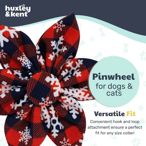 Vista 7 de Huxley & Kent Molinete para mascotas Buffalo & Snow (Pequeño) Accesorio de collar navideño para perros/gatos Accesorio de collar con moño