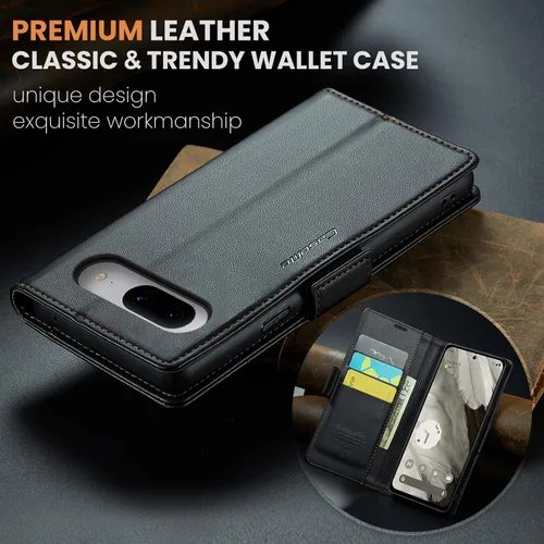 Vista 8 de Funda para Google Pixel 8, [bloqueo RFID] Funda de piel sintética tipo cartera con tarjetero y soporte para tarjetas, funda de teléfono a prueba