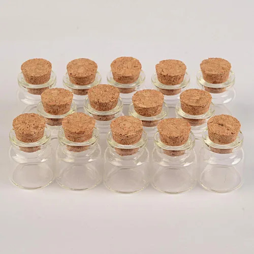 Vista 8 de Mini botellas de vidrio con tapón de corcho transparente de 0.1 fl oz, frascos pequeños, frascos, frascos, botella de deseos, 100