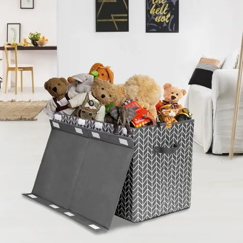 Vista 3 de Mayniu Caja de juguetes grande con tapa, organizadores de juguetes, cajas de almacenamiento con asas resistentes para niños, niñas, guardería, sala