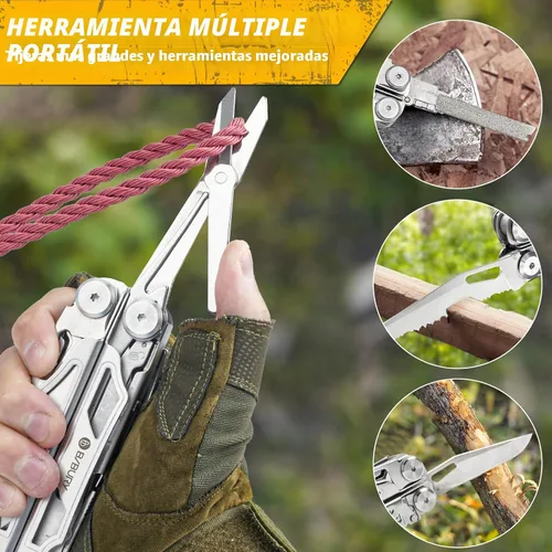 Vista 7 de BIBURY Alicates multiherramienta Pro BI2045, alicates multiherramienta de acero inoxidable con cortadores de alambre reemplazables y sierra