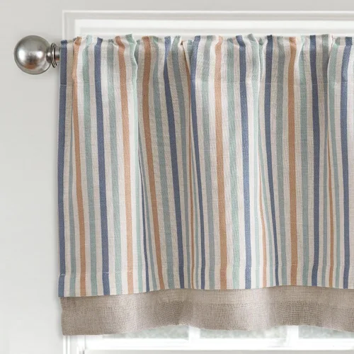 Vista 22 de jinchan Cenefa de Lino a Rayas para Ventanas de 16 Pulgadas Cortinas Opacas para Ventana Pequeña Estilo Granja Cenefa de Doble Capa para Sala