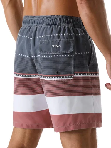 Vista 5 de Nonwe Traje de baño para hombre, de secado rápido, retro, suave, lavado con cordón