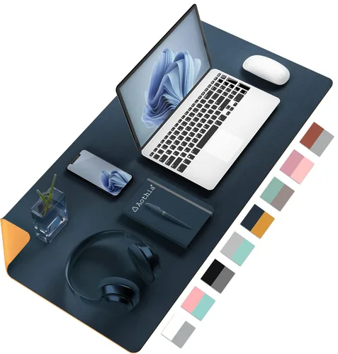 Vista 23 de Tapete de escritorio grande protector – Alfombrilla multifuncional de doble cara para escritorio de oficina, alfombrilla de ratón suave de Azul lago