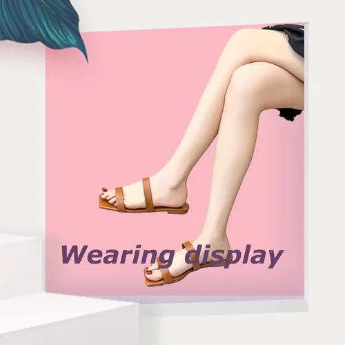 Vista 3 de Sandalias planas para mujer, sandalias de verano, sandalias casuales cómodas, sandalias grandes para mujer, sandalias de moda, pantuflas de gran