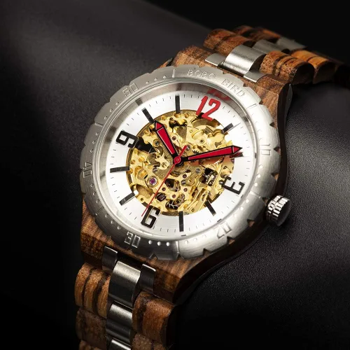 Vista 2 de BOBO BIRD Reloj mecánico automático de madera para hombre de diseño de marca de lujo multifunción de negocios de lujo para hombres