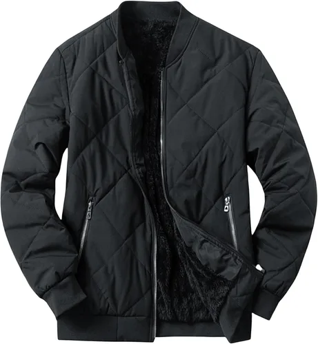 Vista 2 de Chaqueta bomber acolchada de diamante para hombre, con cremallera, resistente al viento, aislante, para invierno, ropa de abrigo universitaria