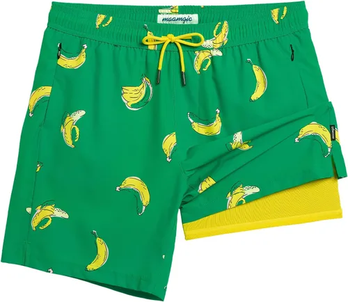 Vista 18 de maamgic Traje de Baño para Hombre 2 en 1, Pantalones Cortos de Natación de 17.8 cm para Hombre, Trajes de Baño, Pantalones Cortos de Tabla