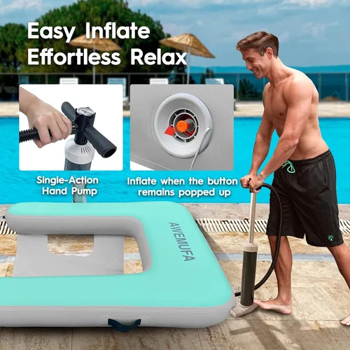 Vista 6 de AWEMUFA Silla inflable para adultos, silla flotante inflable para piscina, tumbona de piscina, flotadores de agua, flotadores de piscina, flotadores