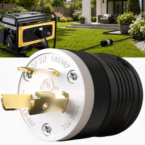 Vista 21 de Paquete de 1 enchufe de bloqueo NEMA L14‑30P de 30 amperios macho 30A 250V Twist Lock L14‑30, enchufe de grado industrial de 3 polos de 4 cables