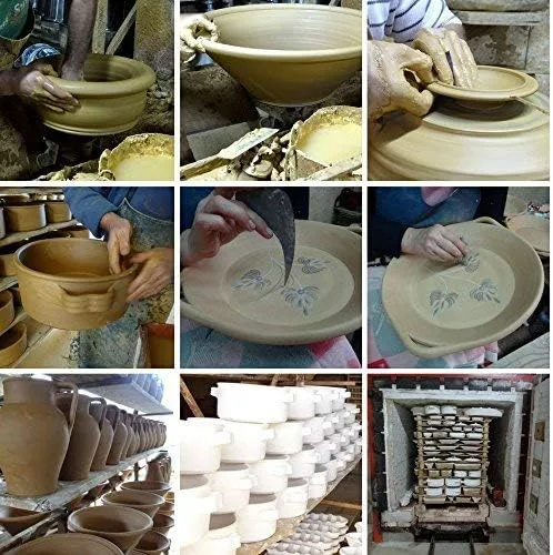 Vista 9 de Cazuela de terracota de arcilla tradicional portuguesa vintage con tapa hecha en Portugal Cazuela (N.2 8 pulgadas de diámetro)