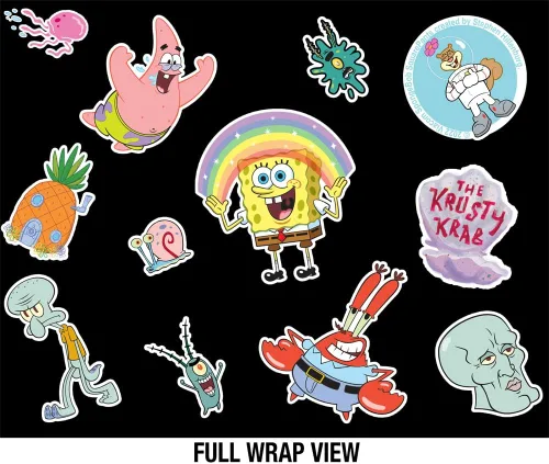 Vista 3 de Spongebob - Botella de agua con aislamiento de 24 onzas de Bob Esponja y amigos, de acero inoxidable aislado al vacío con tapa de bucle, resistente