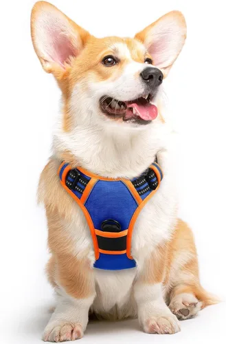 Vista 17 de Eagloo Arnés para perro pequeño, sin tirones, chaleco de servicio con tiras reflectantes y asa de control, ajustable y cómodo para caminar, arnés